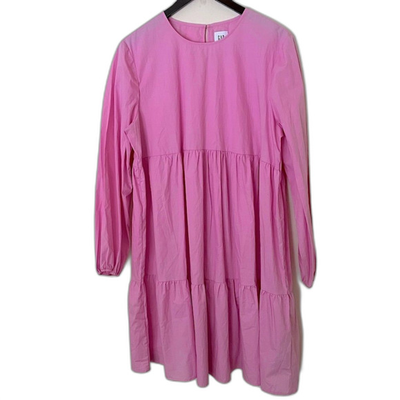 GAP Women’s Long Sleeve Crew Neck Pink Tiered Maternity Dress Size Extra Large - Picture 1 of 9